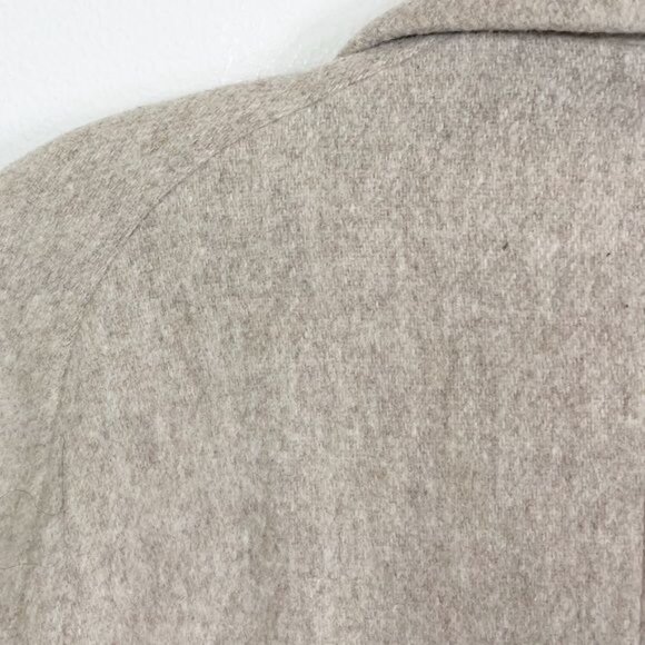 Herman Kay Vintage Wool Coat Oatmeal Tan Button-Up Lined Shoulder Pads Sze Large - Picture 8 of 8